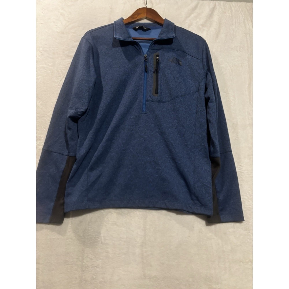 The North Face Sweater Mens Medium Blue‎ 1/2 Zip Pullover Pocket Sweatshirt